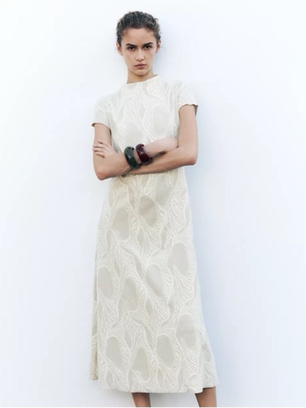 Zara Textured Jacquard Midi Dress
